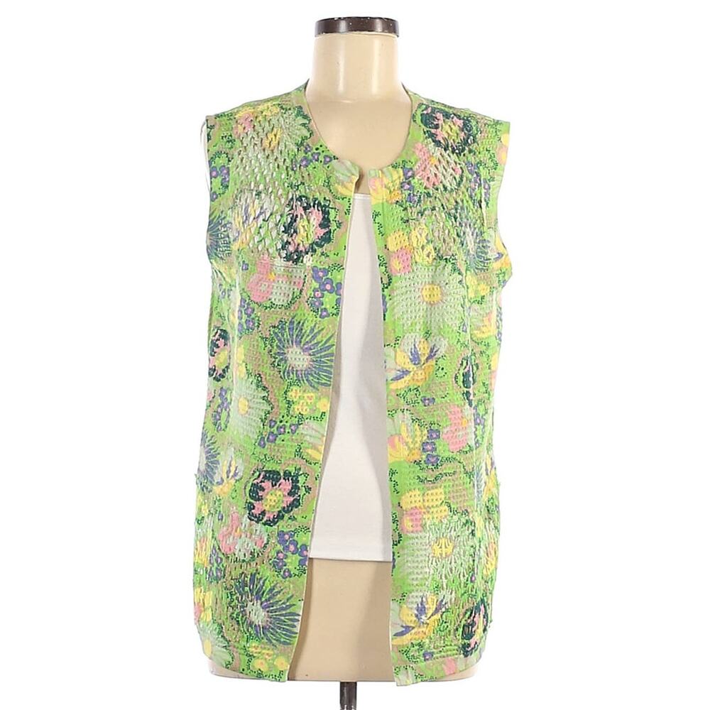 Gregory Anthropologie Women's Pattern Floral Cardigan Medium Cotton Green Multi